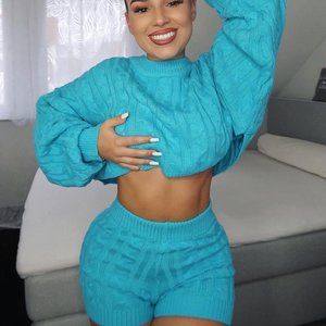 Fashion Nova Cable Knit Crop Sweater Short Set